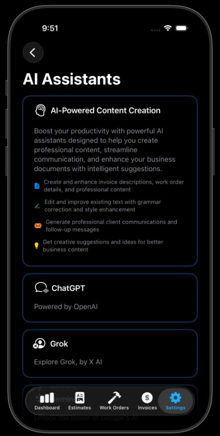 Arqevio AI assistants on iPhone, including ChatGPT, Grok, and Gemini
